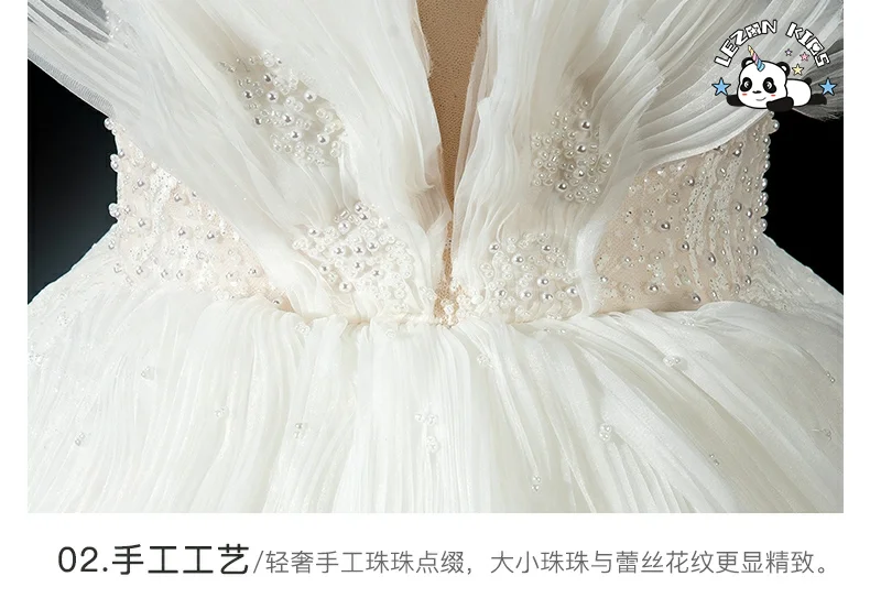 LEZONKIDS - Custom Formal Prom Summer White Birthday Wedding Flower Girl Sleeveless Girls Party Dresses